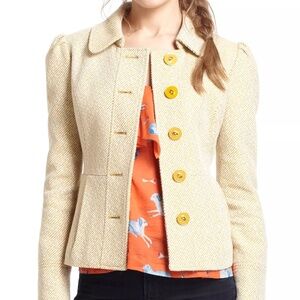 Anthropologie x Tabitha Flecked Wool-Blend Peplum Jacket Size 10